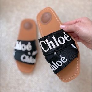 CHLOÈ Woody Logo Slides Sandals 35/5